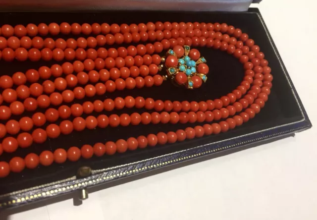 natural NO dye RED coral beads turquoise 9k gold necklace 珊瑚