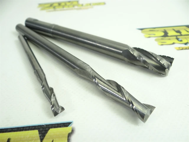 Lot Of 3 Assorted Solid Carbide Long Reach End Mills 1/4" 3/8" & 31/64" Garr