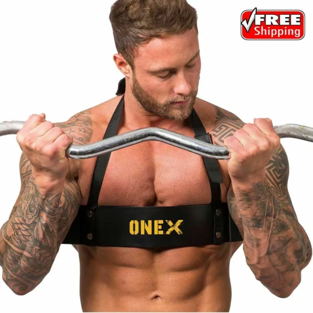 ONEX New Bicep Isolator Arm Blaster Barbell Bar Weight Lifting Straps Training