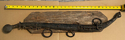 Vintage “Very Old” Iron Harness Hames Collar Yoke Horse Barn Spiked To Wood 30’