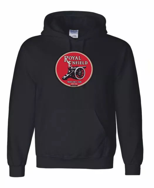 Royal Enfield Style Round Motorcycle Printed Hoodie in 5 Sizes
