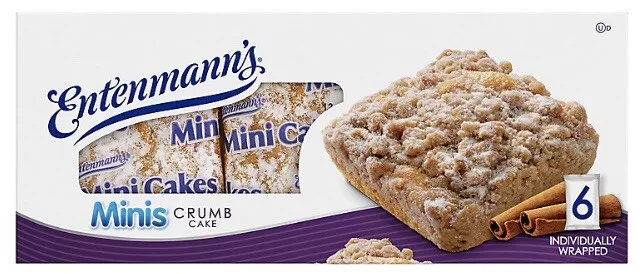 Entenmann’s Mini Crumb Cakes, 6 Individually Wrapped Snack, 1 Box-Fresh 12.25oz