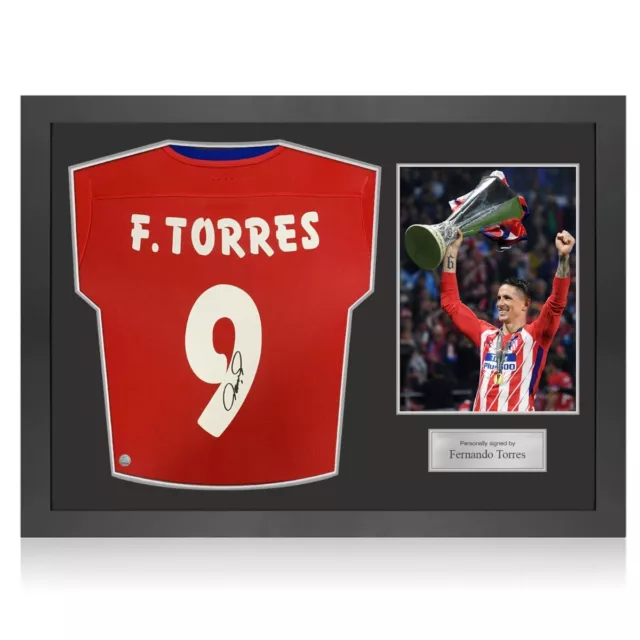 Camiseta del Atlético de Madrid 2016 firmada por Fernando Torres. Marco de icono