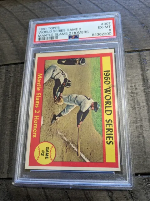 1961 Topps World Series Game 2 Mickey Mantle Slams 2 Homers #307 PSA 6 EX-MT HOF