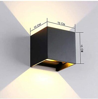 Applique nero quadrato 12W Led Lampada moderna da Parete Interni/Esterno Muro
