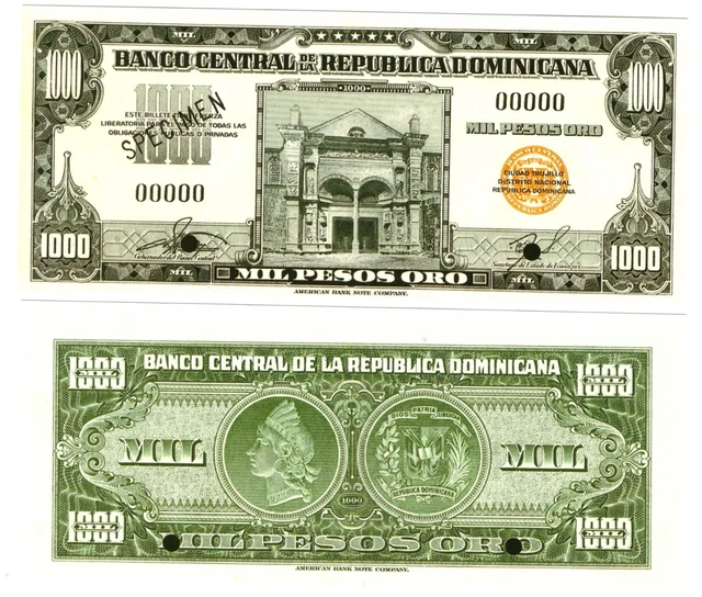 r Reproduction - Dominican Republic 1000 Pesos Oro 1956 SPECI Pick #78s  1835R