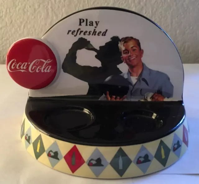 2000 Vintage Coca Cola - Play Refresh Salt and Pepper Shaker Stand Display