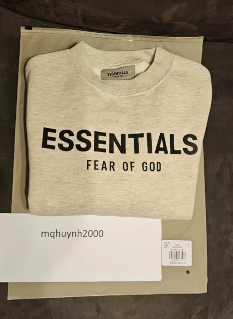 FEAR OF GOD ESSENTIALS Kids Crew Neck Sweatshirt Light Oatmeal Size 8 / M