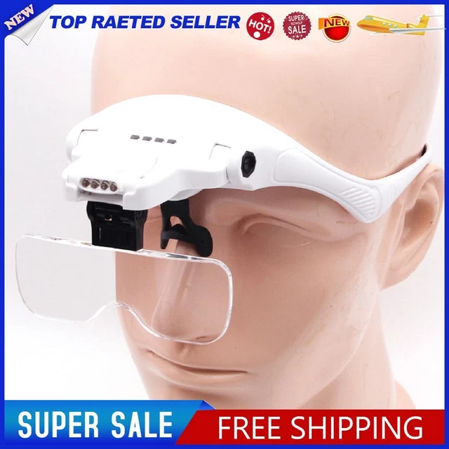 USB Rechargeable Hands Free Magnifier Head Magnifying Glass for Reading Repair