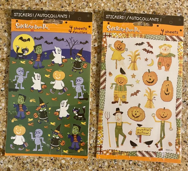 Vintage American Greetings Stickers Halloween Monsters & Fall Pumpkins 8 Sheets