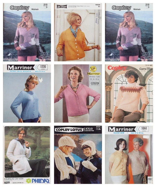 Job Lot 9 Knitting Patterns Ladies Sweaters Cardigans Vintage Marriner Bundle