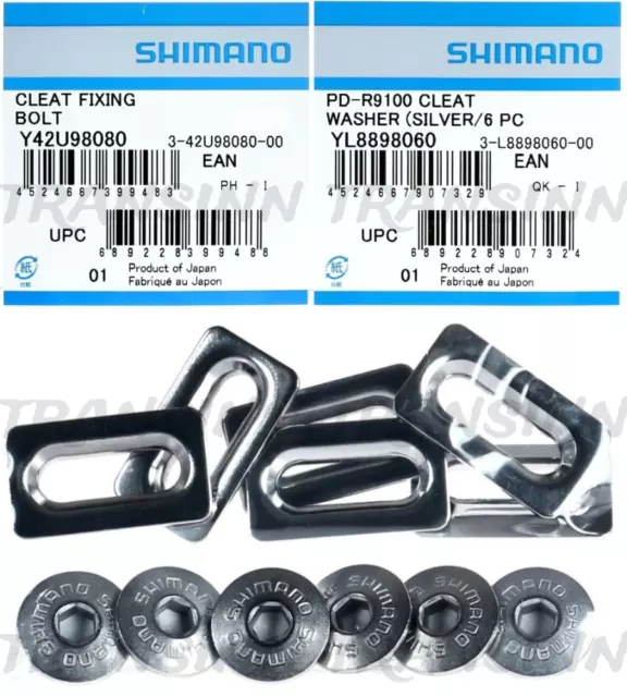 Shimano Cleat Fixing Bolts M5 x 8 mm & PD-R9100 Cleat Washer (6pcs) New