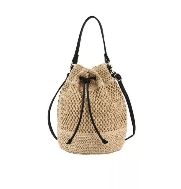 Crochet Bucket Bag, Crossbody Bag,  Adjustable Strap,  Drawstring Bag