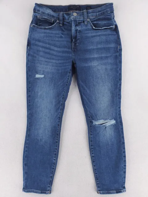 Lucky Brand Pants Womens Sz 4 Crop Jean Distressed Comfort Stretch Denim Raw Hem