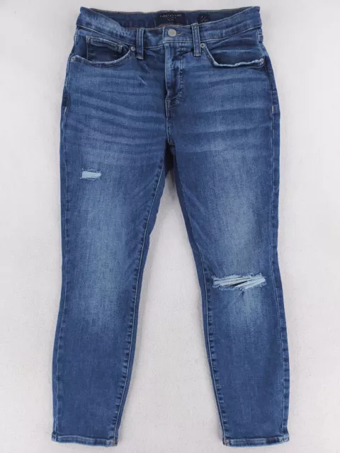 Lucky Brand Pants Womens Sz 4 Crop Jean Distressed Comfort Stretch Denim Raw Hem