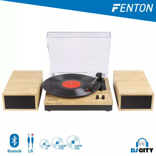 Fenton RP165L Vinyl Record Player Set + Bluetooth (Light Wood)