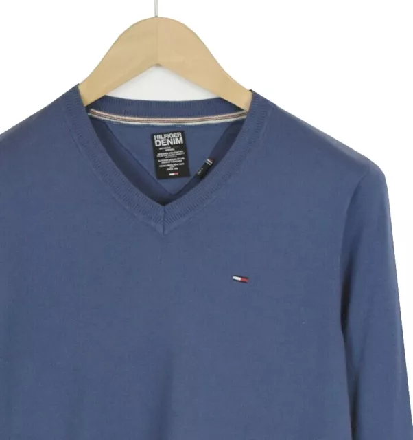 Tommy Hilfiger da Uomo Blu Cotone Elastico Maglione Pullover Maglia>> Piccolo