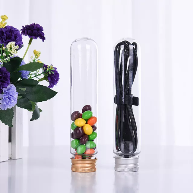 10Pc 80ml Plastic Clear Empty Cylinder Test Tubes with Lids Candy Storage Bottle