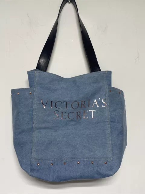 VICTORIA'S SECRET STUDDED Fringe Canvas Tote Bag Xlarge New