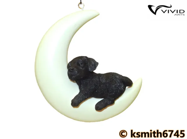 Vivid Arts Pet Pals HANGING MOON BLACK LABRADOR resin animal dog ornament