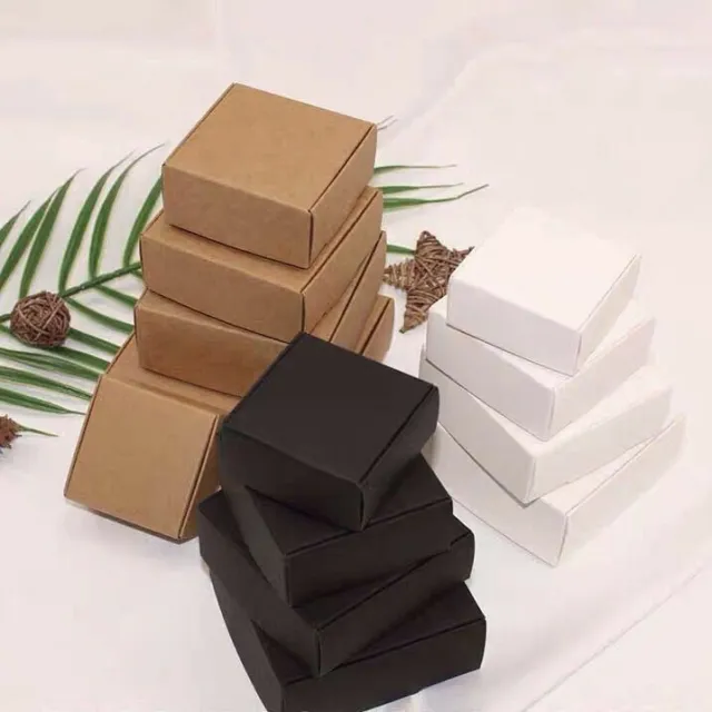 1000 Black White Kraft Paper Box Handmade Soap Packing Product Packaging 7x7x3cm