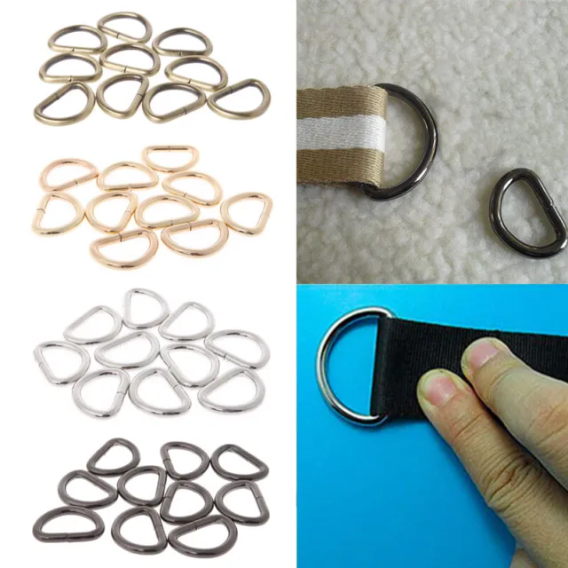 10PCS Metal D Ring Webbing Belt Buckle Slide Handbag Purse Strap Adjustable