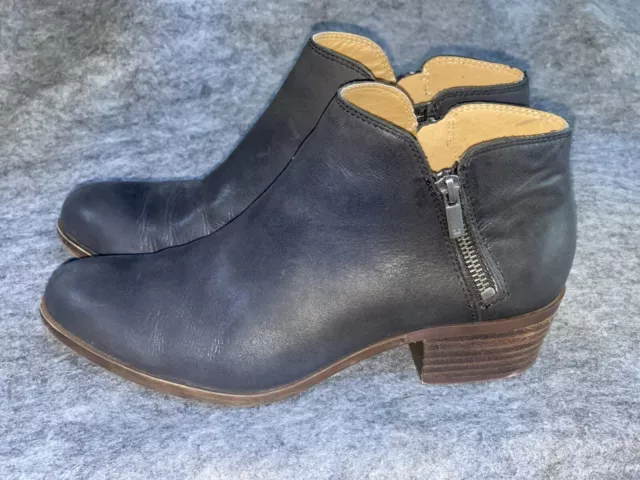 Lucky Brand Ankle Booties 8.5 M Burklee Black Leather Double Zip Women's Boots