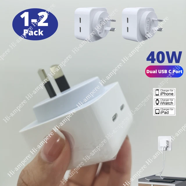 40W Dual USB-C PD Fast Wall Charger TypeC Power Adapter For iPhone iPad Samsung