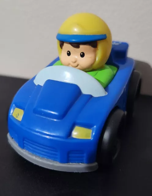 Mattel Little People Wheelies Rally Car Fisher Price Blu 2009 Toys Kids Preowned