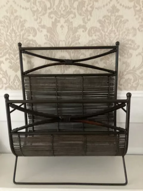Portariviste in vimini metallo marrone rattan Tiki Boho retrò