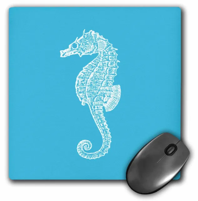 3dRose Blue seahorse print. Sea Horse. Ocean marine beach aquarium aquatic Mouse