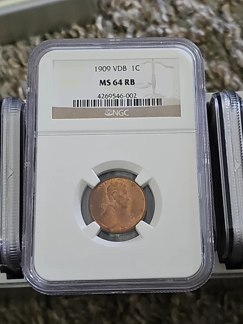 1909 VDB NGC MS64 RB Lincoln Wheat Cent 1C - Original Album Toned