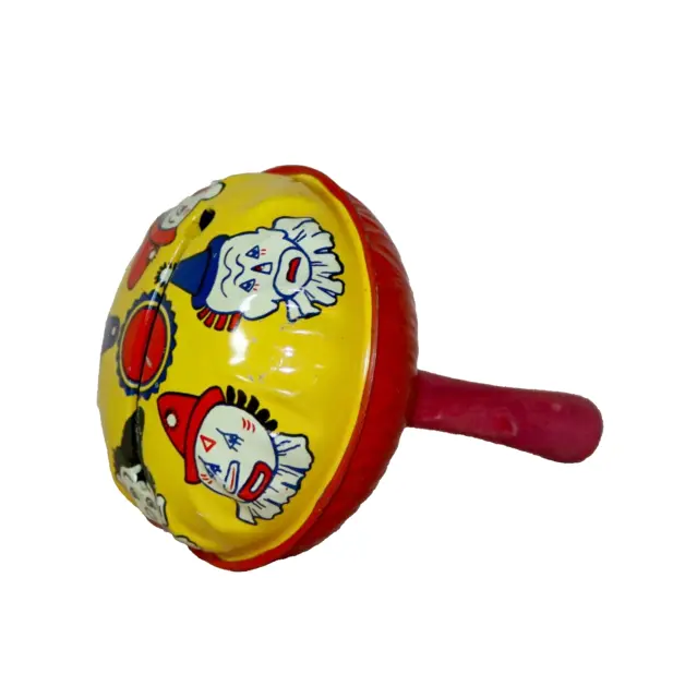 Kirchhof Life Of The Party Clown Tin Litho Round Noise Maker Red Handle