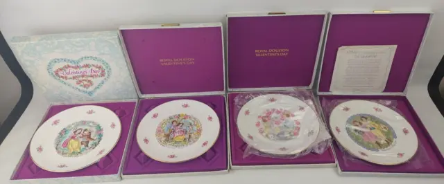 Royal Doulton Valentines Day Collector Plates X4 1976 1977 1978 1979 Boxed S807