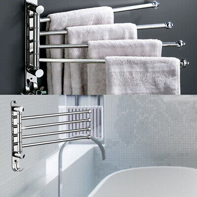 4 Swivel Bars Bathroom 304 Stainless Steel Towel Holder Rack Rail Hanger Shelf 3