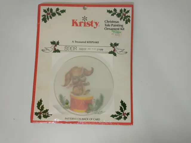 Kit de adorno de pintura con tole de Navidad retro de colección años 70 80 #8008 Doggie en el tambor