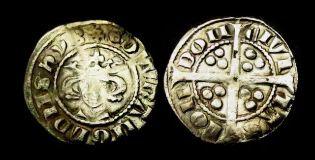 b4: Edward 1st Hammered Silver Medieval Penny, cl.9b, ex BERSCAR HOARD, S.1408