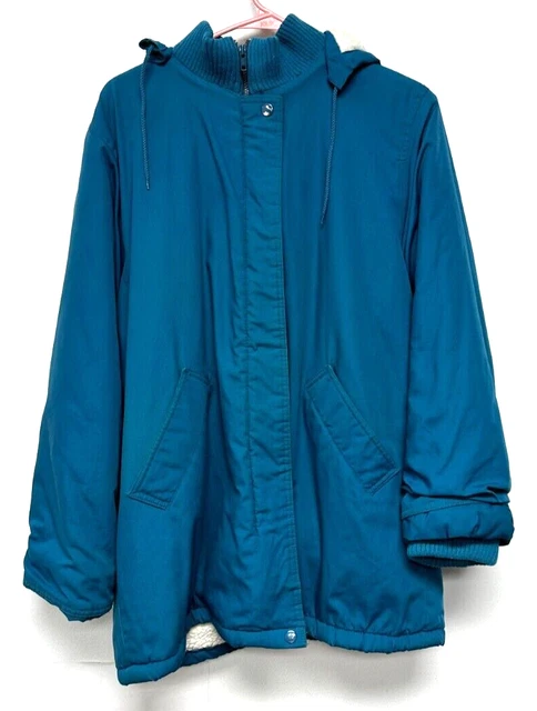 Windsor Bay Windbreaker Jacket Coat Adult Womens Medium Blue Hooded Full Zip