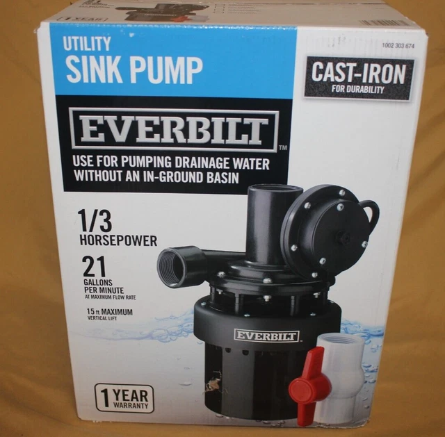 EVERBILT CASTIRON 1/3 HP Utility Sink Pump LTS250A 21 GPM 169.95