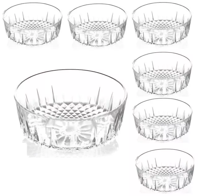 7Pc Glass Fruit Bowls Salad Ice Cream Set Crystal Clear Dessert Serving Dish