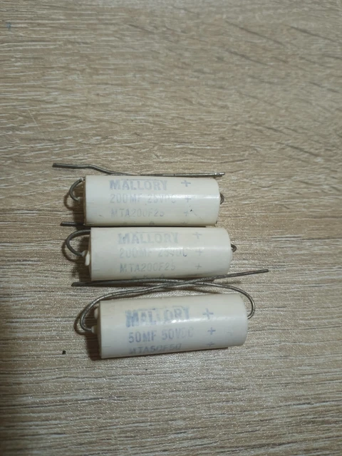 Set of 2 Mallory 200MF And 1 50MF Capacitor  Lot of 3