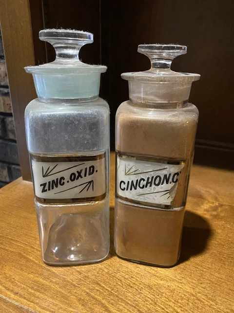 1800’s Apothecary Jars, Zinc. Oxid and Cinchonc