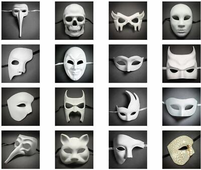 White Venetian Unpainted Masquerade Ball Party DIY Mask Mardi Gras Halloween