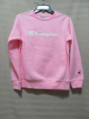 Champion Girl's Fleece Crew Neck Sweatshirt - Pink - Size Medium