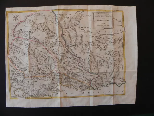 Albania Montenegro carta geografica map acquaforte originale Zatta 1789 Albany