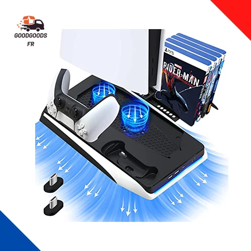 Socle avec Chargeurs et Ventilateur de Refroidissement pour console PS5