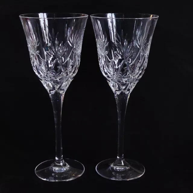 2 (Two) PEIL & PUTZLER Cut Lead Crystal 8" Wine Glasses-Signed DISCONTINUED