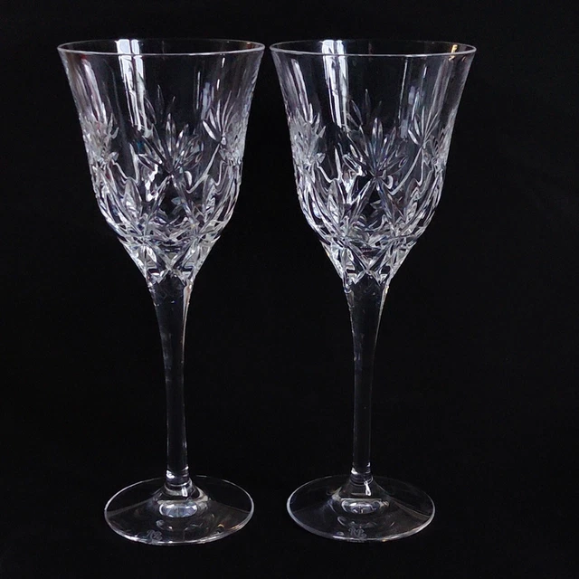 2 (Two) PEIL & PUTZLER Cut Lead Crystal 8" Wine Glasses-Signed DISCONTINUED