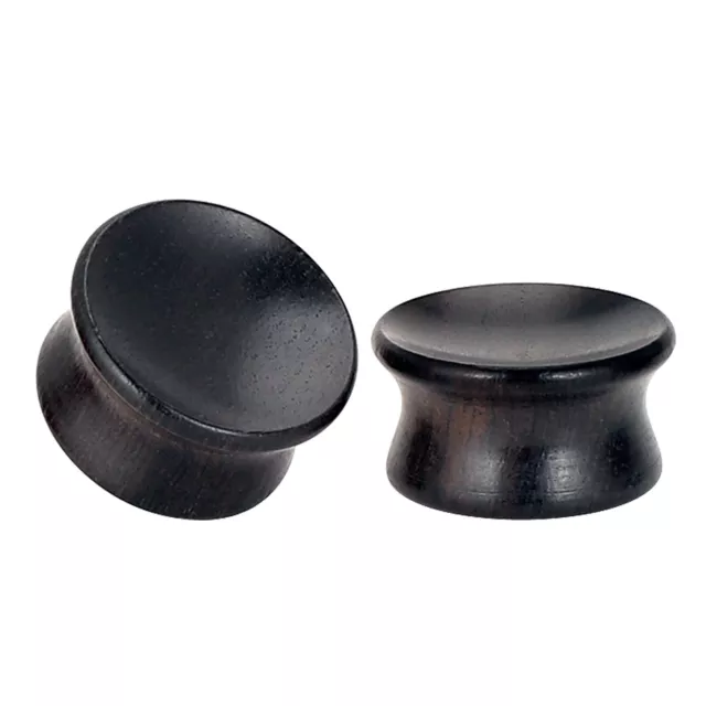 Pair Ebony Ear Gauge Plugs Saddle Concave Organic Wood Flesh Tunnels Earskins
