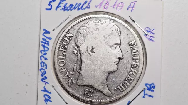 France : 5 francs 1810 A .Napoléon Ier .TB